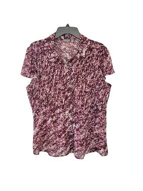 Apt 9 Pintuck Flutter Sleeve Blouse Womens 1X Semi Sheer Classy Silky Career